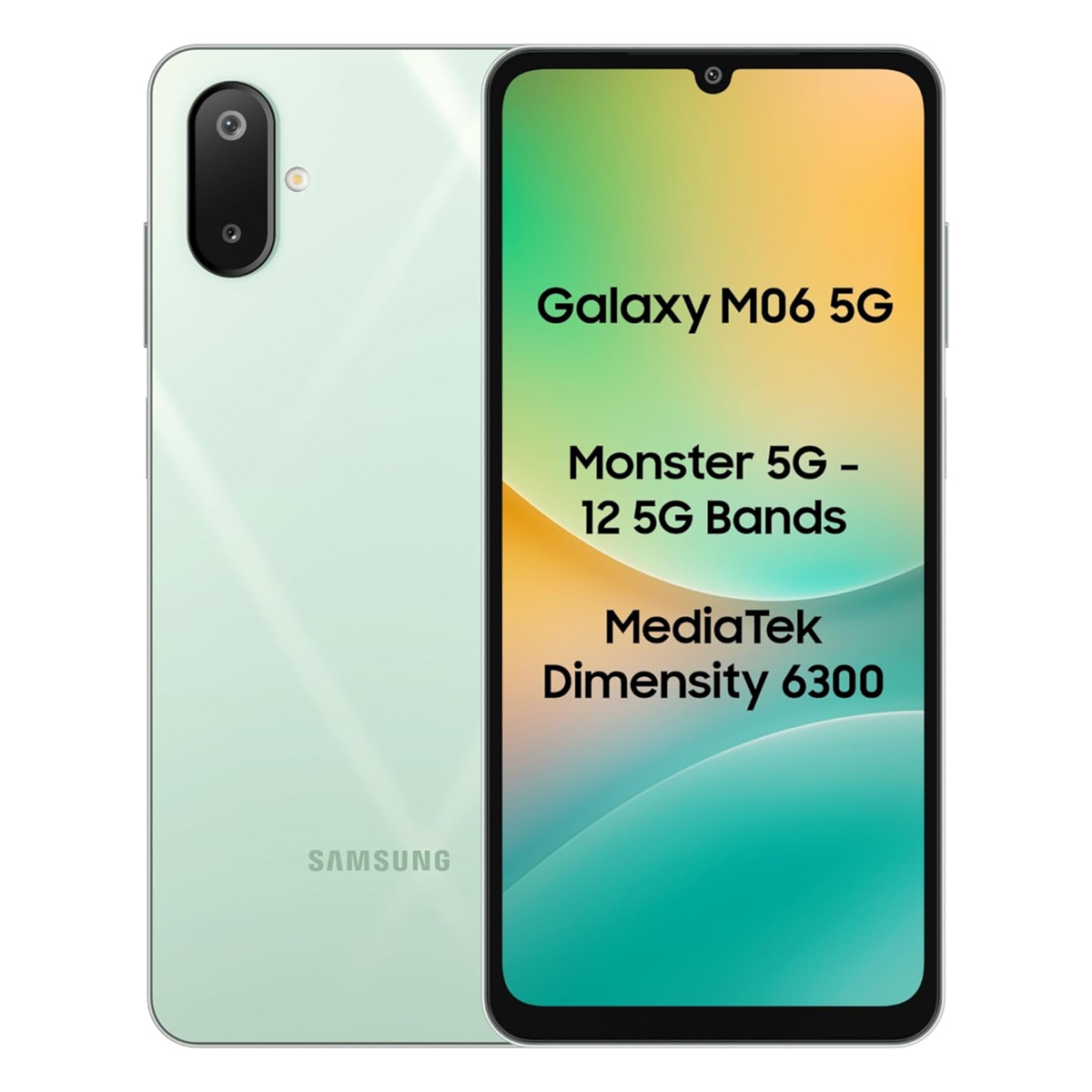 Samsung Galaxy M06 5G (Sage Green, 4GB RAM, 64GB Storage) | MediaTek Dimensity 6300 | AnTuTu Score 422K+ | 12 5G Bands| 25W Fast Charging | 4 Gen of OS Upgrades | Without Charger