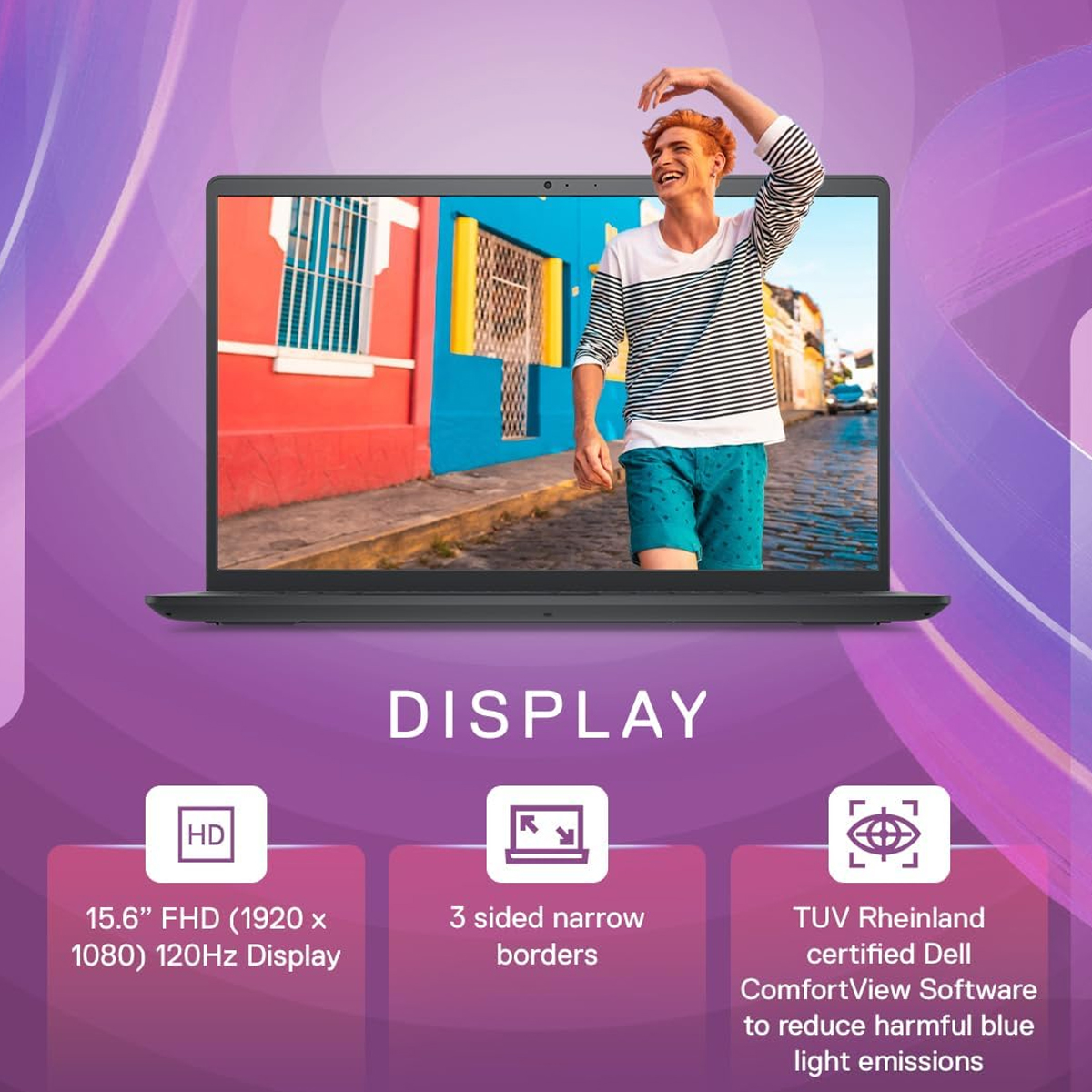 Dell 15, AMD Ryzen 3 7320U Processor (8GB RAM / 512GB SSD/Windows 11 + Office H&S 2024 + M365 / 15.6"(39.62 Cm) FHD Display / 12 Month Mcafee/Carbon Black Color/ 1.63 Kg Thin & Light Laptop - Image 3