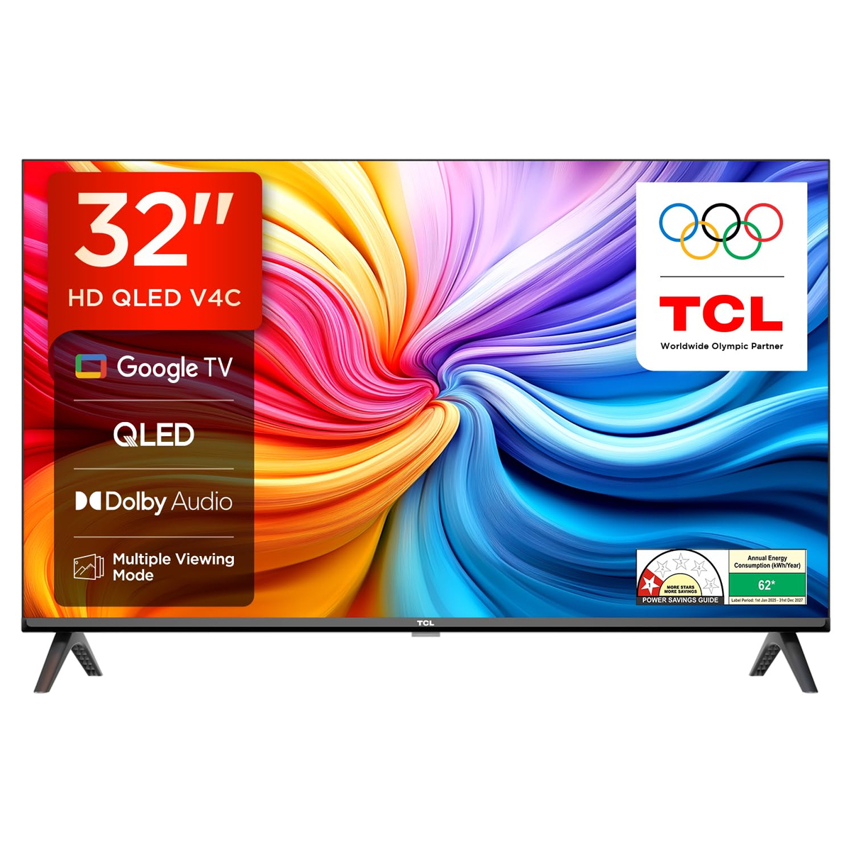 TCL 80 cms (32 inches) V4C Series HD Ready Smart QLED Google TV 32V4C, ‎240 Volts